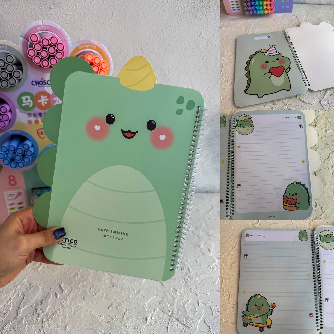 دفتر حاشیه دار رنگی ۴۰ برگ طرح دایناسور